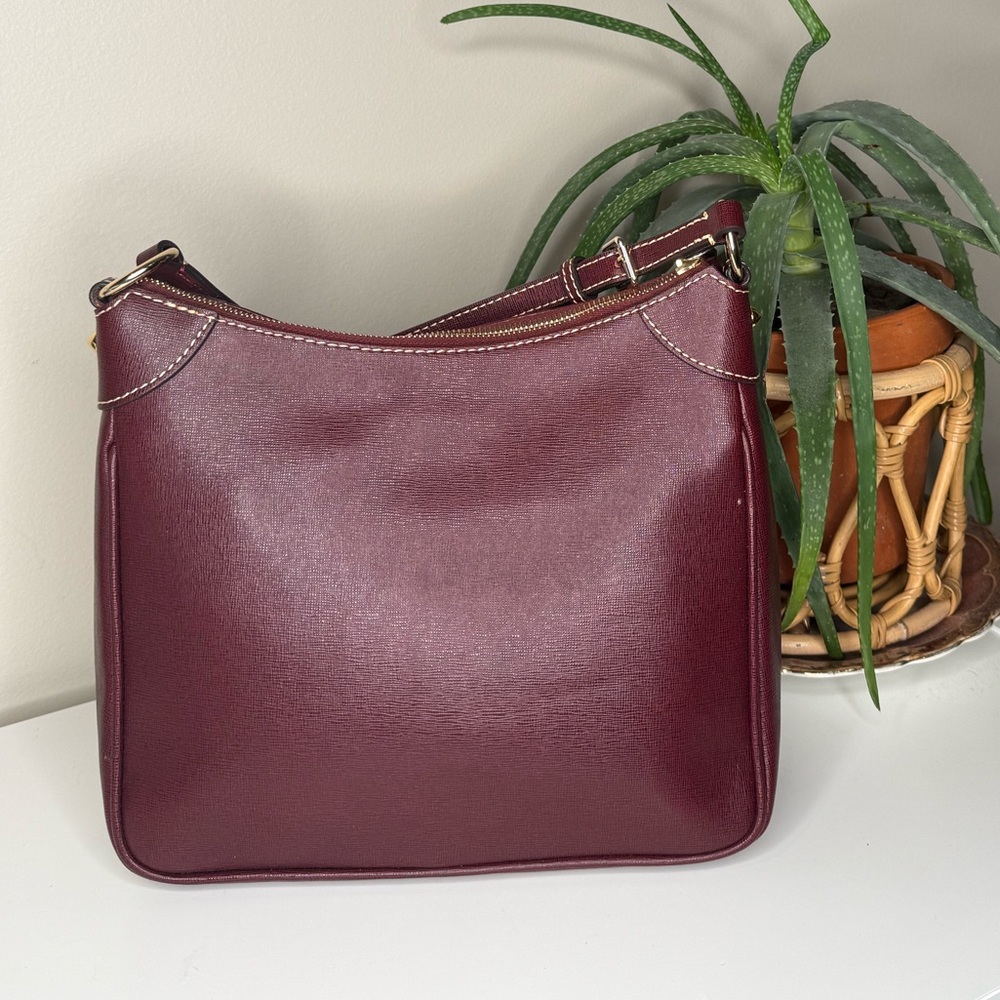 Dooney & Bourke Saffiano Leather Crossbody Bag in Bordeaux Wine Red - Picture 4 of 11